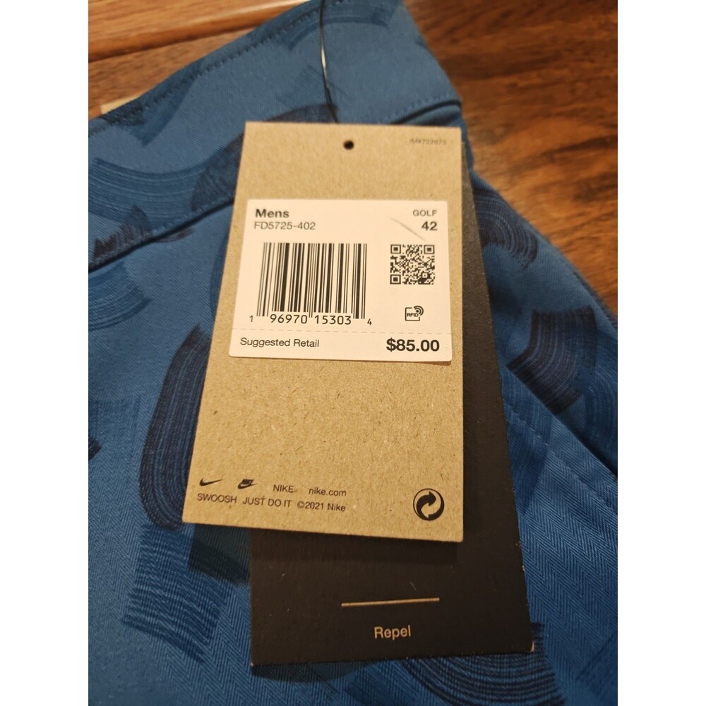 NWT Nike Move To Zero Shorts Men's 42x9 Geometric Blue Golf Chino Performance - Picture 2 of 9